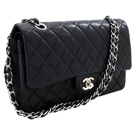 black and silver chanel bag|Chanel black bags classic quilted.